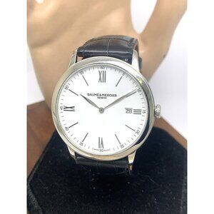 Baume & Mercier Men's Watch 10323 Classima Swiss Quartz White Dial Leather 40mm